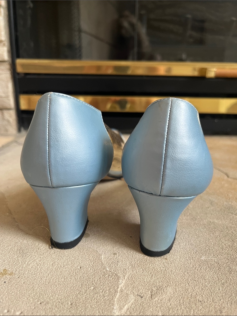 Annie Blue Pointed-Toe Pumps with Clear Panels - Picture 5 of 5